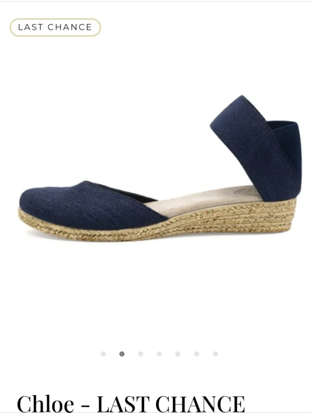 Charleston Shoe Co. Chloe Low Espadrille Wedge Sandal Navy Blue - 9
